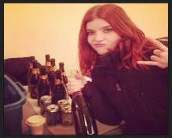 Ali Milner consuming alcohol